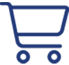 A blue shopping cart is shown on the green background.