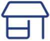 A blue and green icon of a house