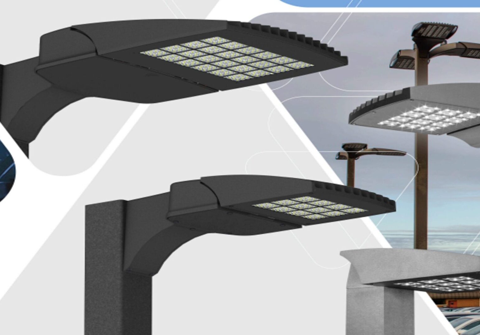 A series of different types of street lights.